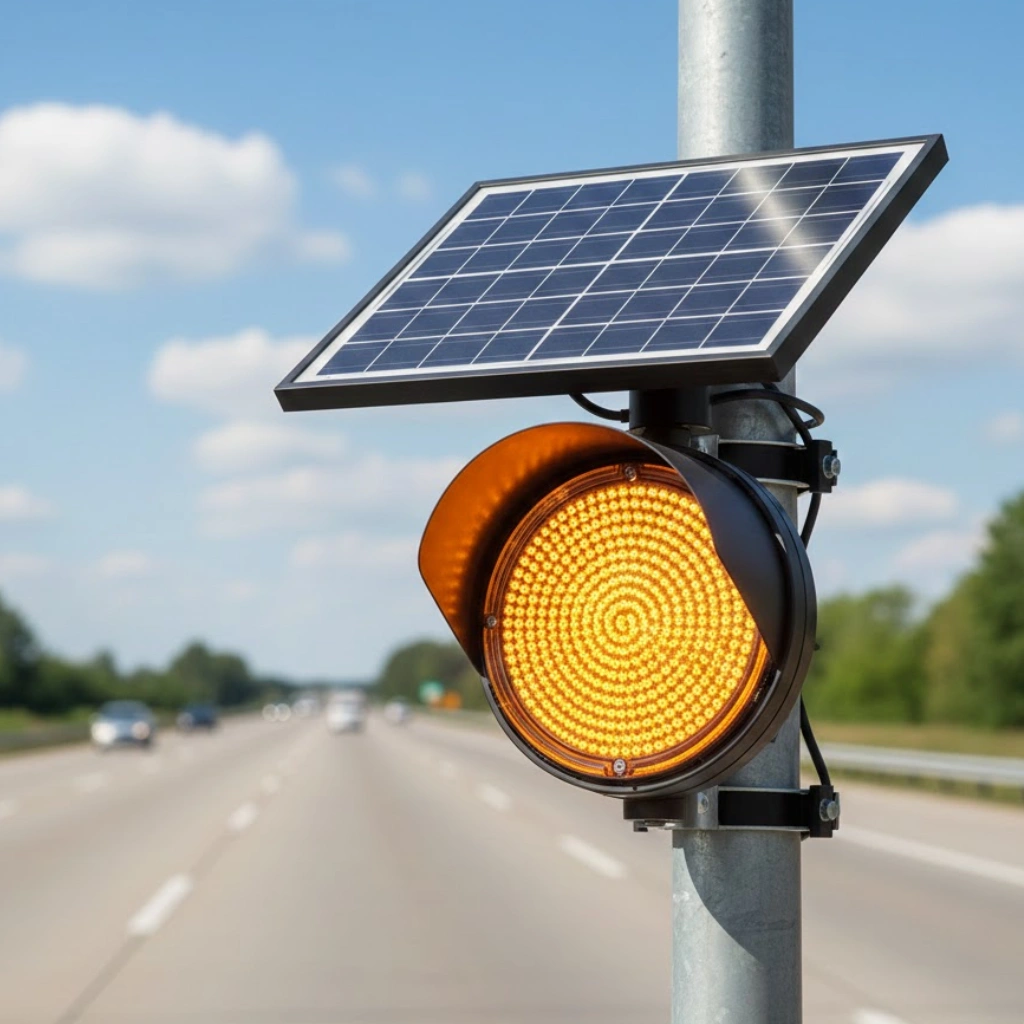 Solar Traffic Blinker Side View
